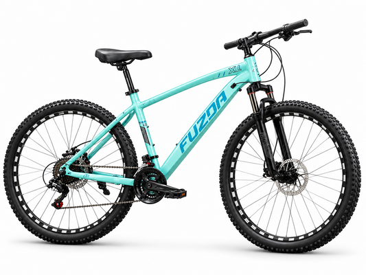 Bicicleta Mountain Bike Grand Fuzda Aro 29 talla XL turquesa sobre fondo blanco