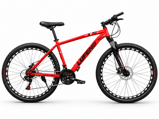 Bicicleta Mountain Bike Lufeng Aro 29 roja sobre fondo blanco